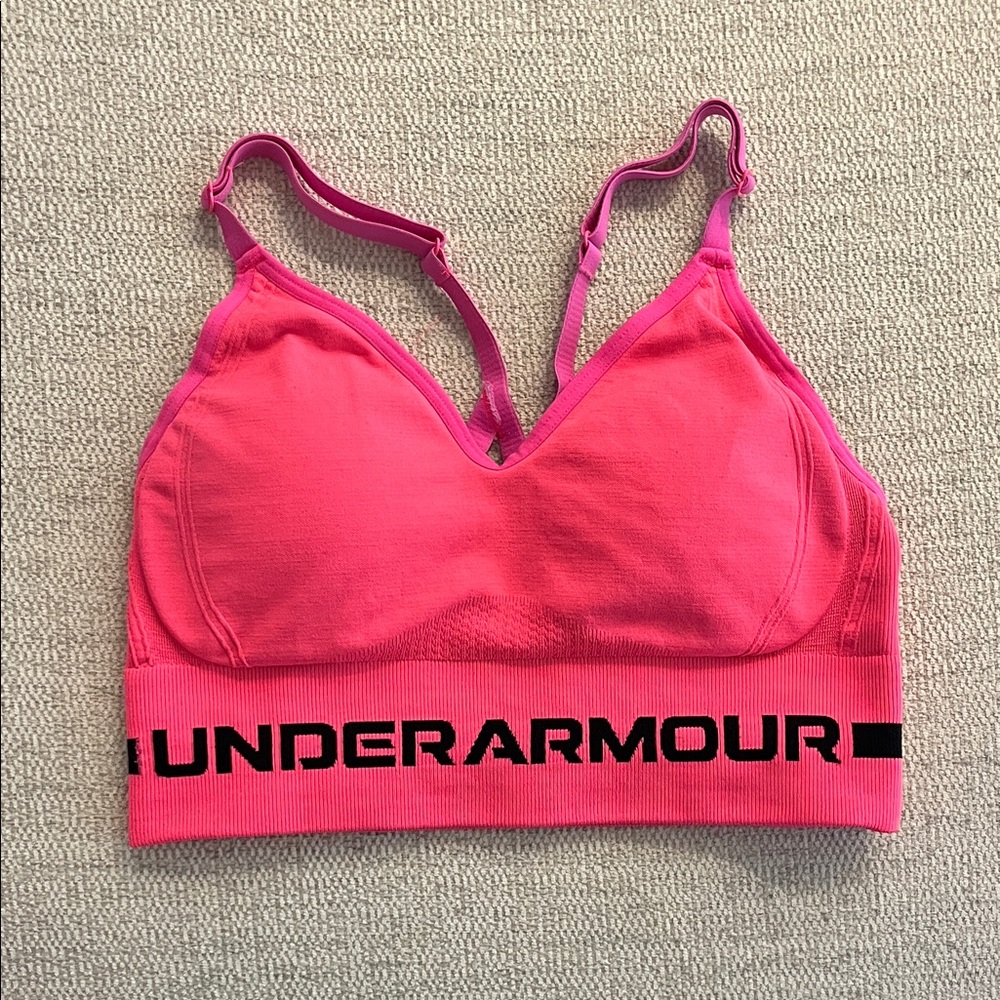 Under Armour Hot Pink Seamless Adjustable-Strap Sports Bra